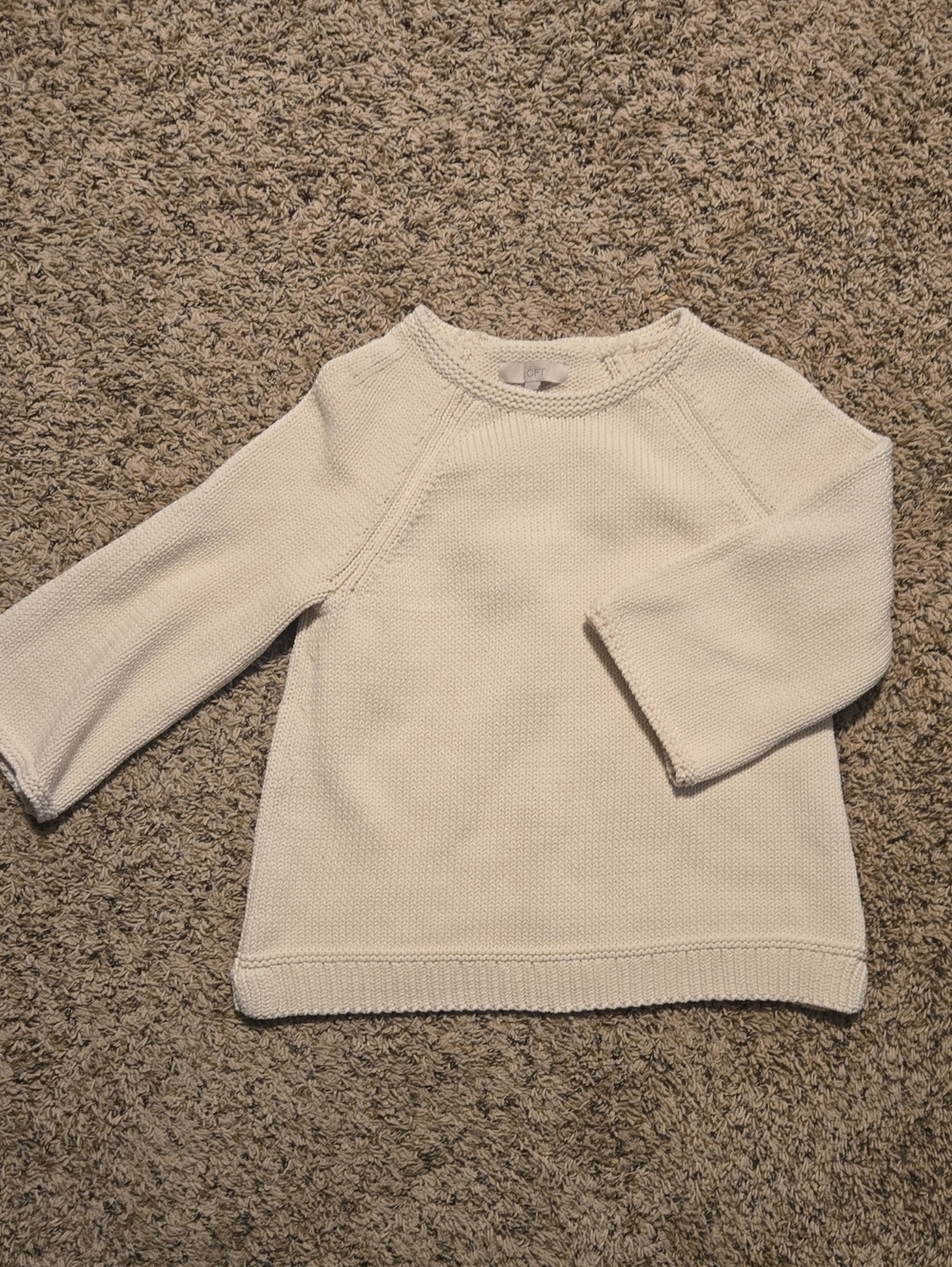 LOFT Cream Scoop Neck Knit Sweater